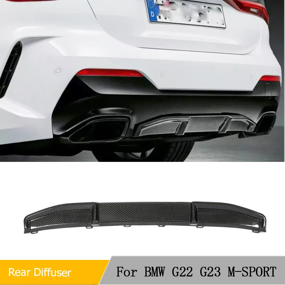 

Rear Bumper Diffuser Lip Spoiler for BMW 4 Series G22 G23 M-Sport Coupe 2021 2022 Carbon Fiber Car Rear Diffuser Lip Chin Guard