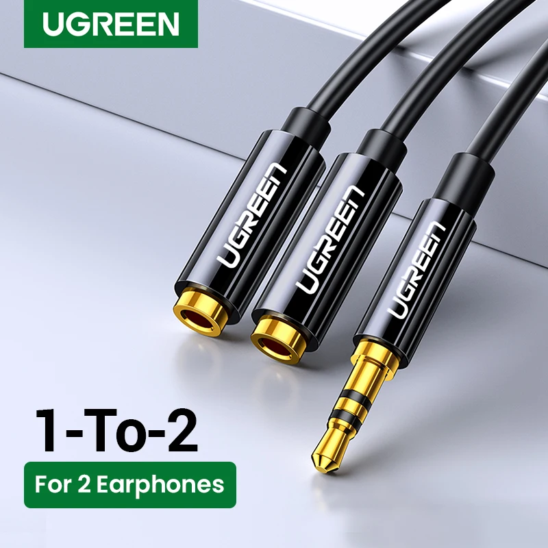 UGREEN 3.5Mm Y Jack Bộ Chia Nối Dài Cáp AUX Tai Nghe 3.5Mm Ra 2 Cổng 3.5 Nữ Cho iPad Máy Tính MP3 Người Chơi Adapter