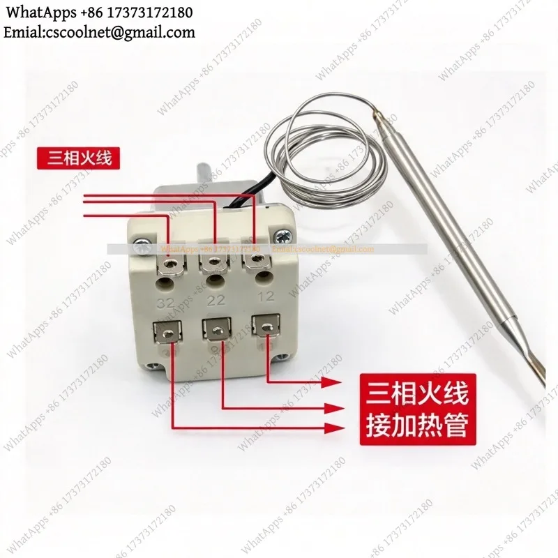 380V Thermostat Knob Temperature Control Switch Three Phase Electric Controller 30-110 50-300 Degrees