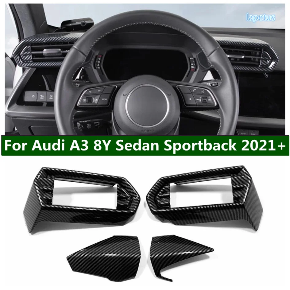 

LHD! Fit For Audi A3 8Y 2020 2021 2022 2023 Carbon Fiber Style Interior Dashboard Air Vent AC Outlet Cover Trim Auto Accessories