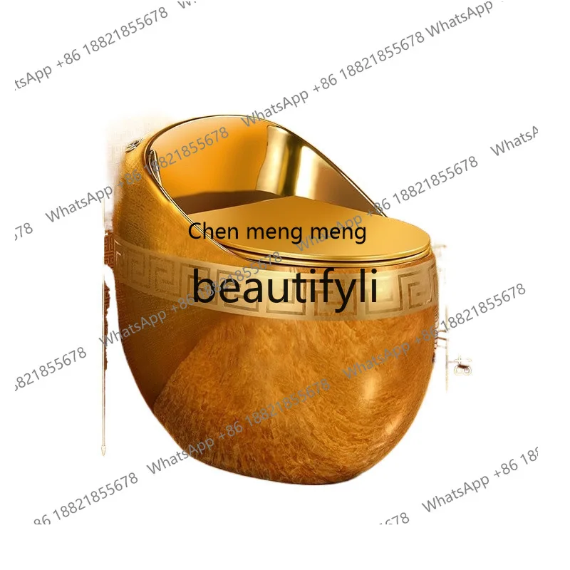 Z189 مرحاض صغير على شكل بيضة، مرحاض ذهبي طاغية محلي، مرحاض سيفون ذهبي ملون. #2