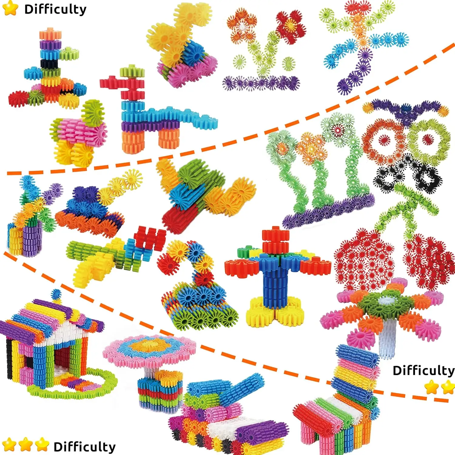 Interlocking Gears Toys for Kids - 100 Piece Kit with Tote - Colorful Manipulatives for Preschool Sensory Bin Or Occupational Th