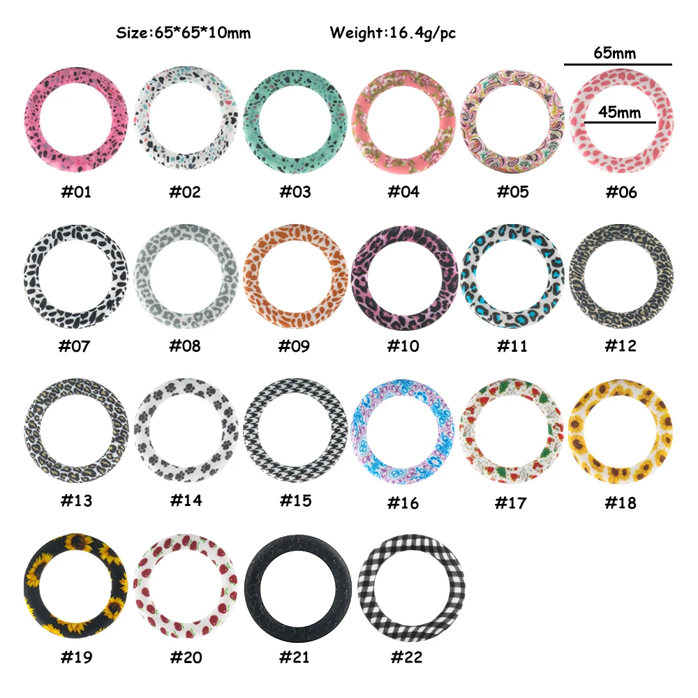 Wholesale 10-100Pcs 65mm Silicone Ring Round Printed Ring Circle For Jewelry Making DIY Jewelry Pendant Handicrafts Accessories