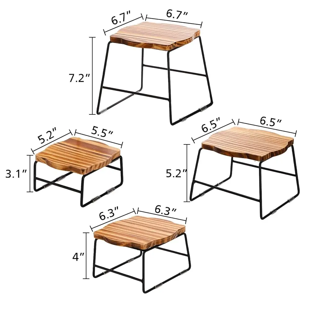 4 Buah Riser Prasmanan Kayu, Riser Meja Makanan Penutup Riser Tampilan Makanan, Riser Panci Pizza, Stand Cupcake & Riser Pajangan Kayu,