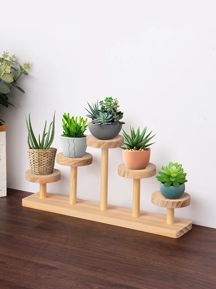 Creative Wooden Display Stand For Action Figures,Cosmetics Storage Rack Tabletop Succulent Plant Display Stand Perfume Holder