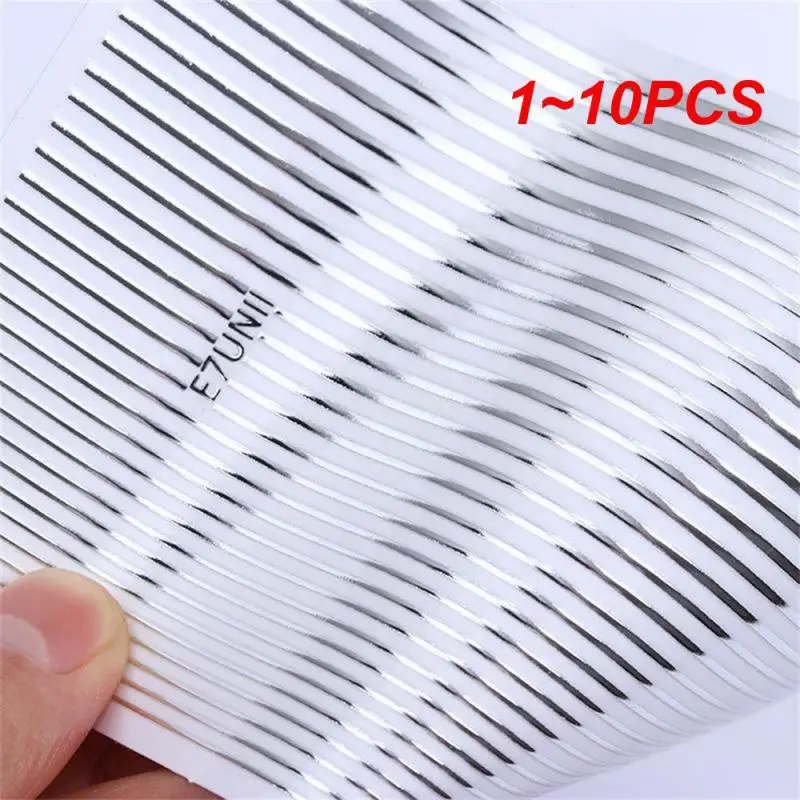 1~10PCS Silver Gold Lines Stripe Nail Sticker Decals Metal Strip Luxury Nails 3D Self Adhesive Design Nail Art Stickers