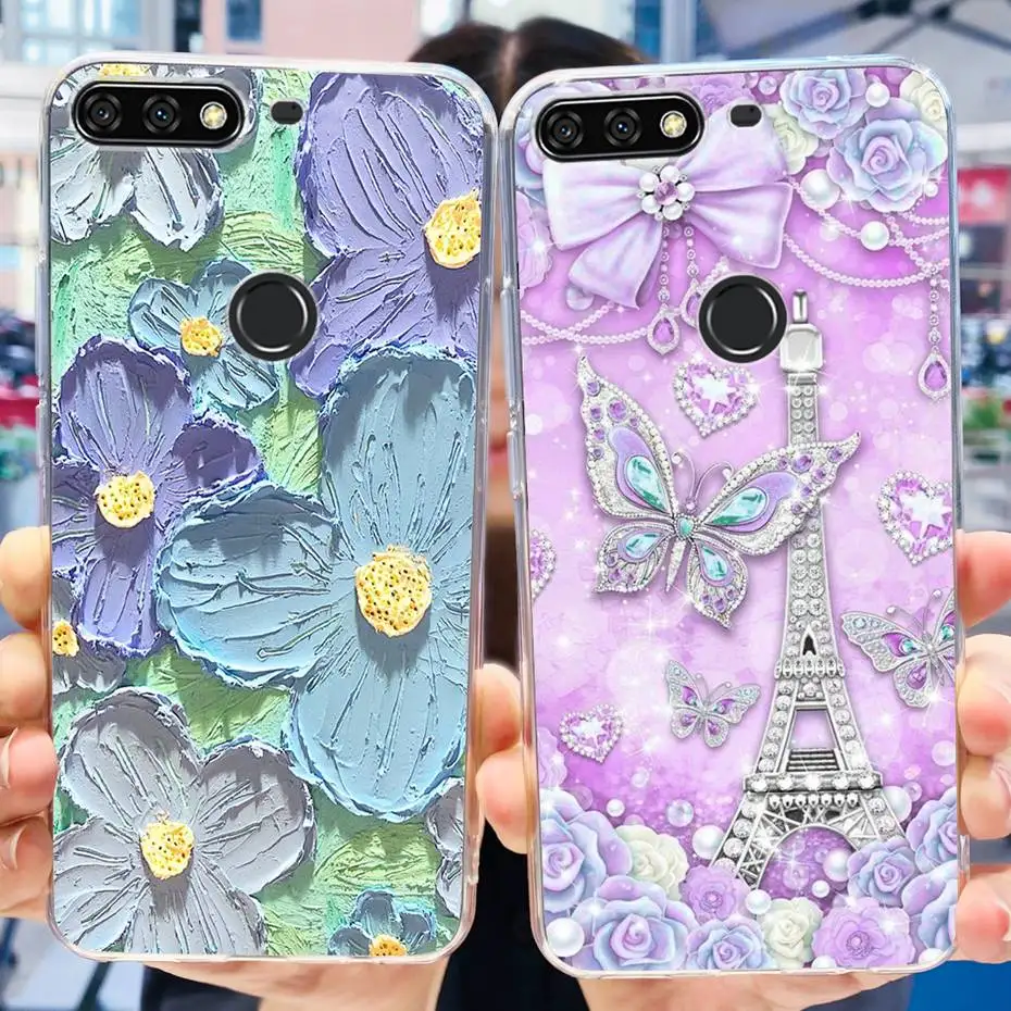 Phone Case For Huawei Y7 Prime (2018) Cute Painted Soft Silicone TPU Cover For Huawei Y7 2018 Pro Y7Pro (2018) LDN-LX2 LDN-LX3