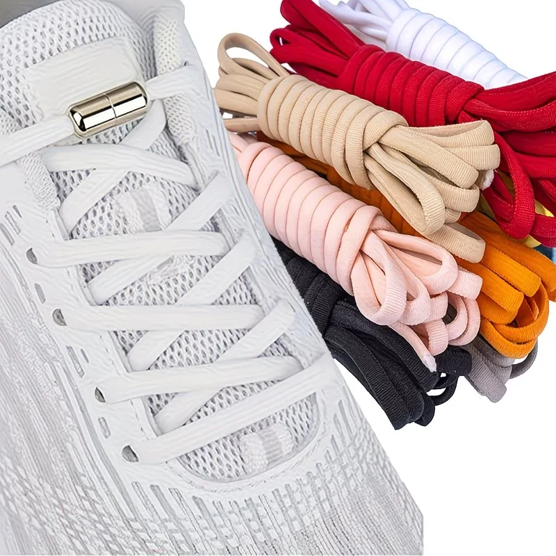 

Elastic No-Tie Shoelaces | Semi-Circular Design with Metal Lock, Lazy Laces for Adults & Sneakers