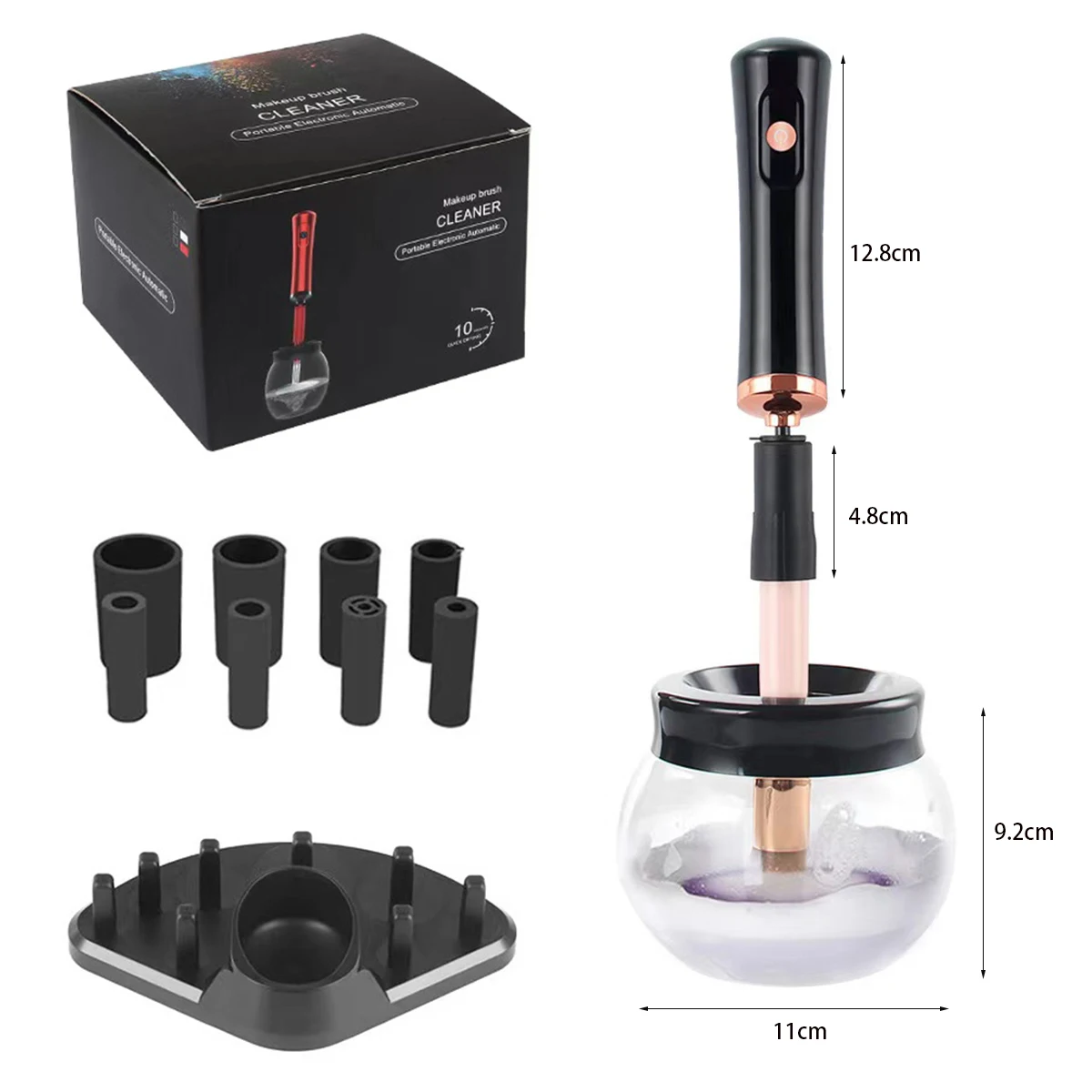 Limpiador de brochas de maquillaje eléctrico, máquina agitadora de pegamento de pestañas, lavado y secado rápido, limpieza USB, accesorios de herramientas
