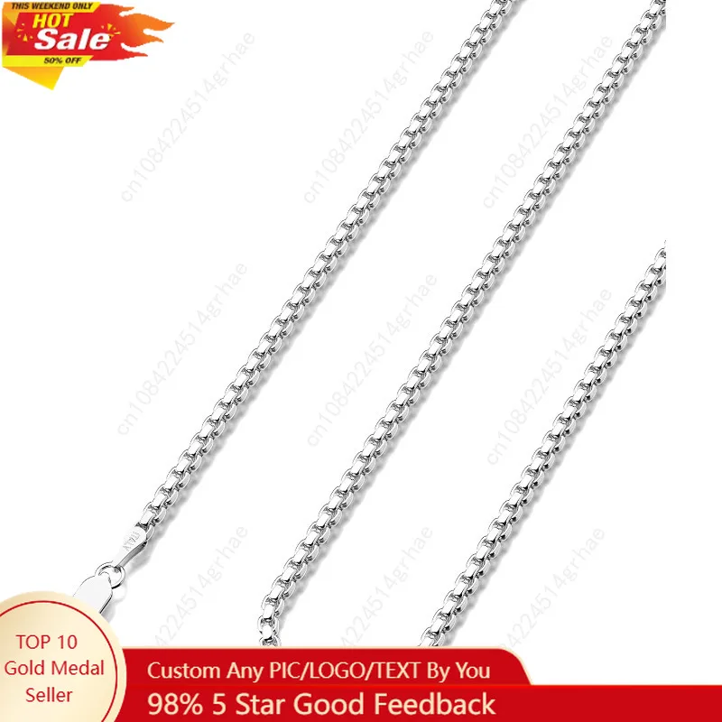 925 Sterling Silver Box Chain Lobster Clasp 2/3/4/5mm Necklace for Women Mens Box Chain Silver/14K Gold Plated Plated Necklace C