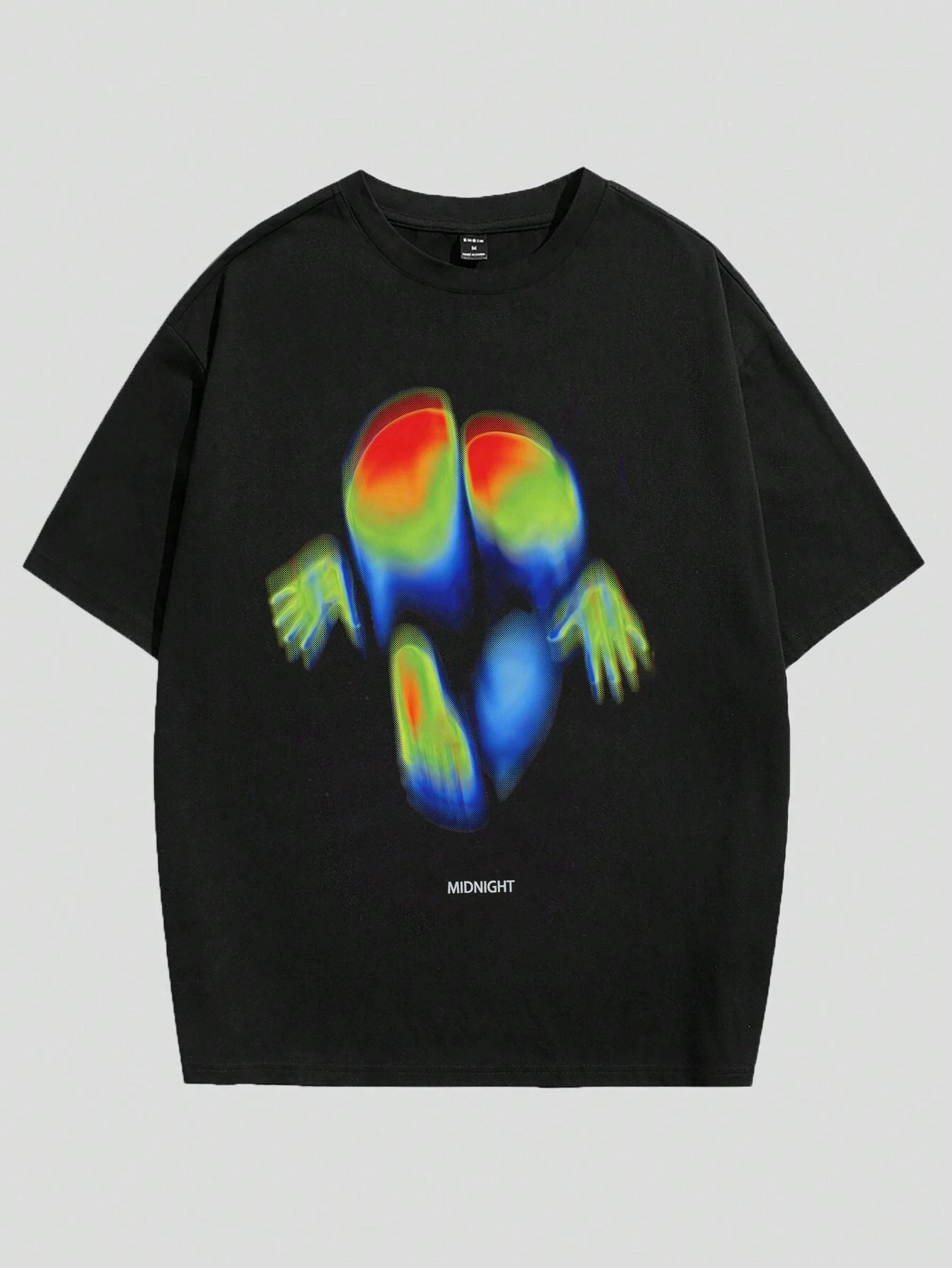 Best Selling Men Loose-Fit Funny Abstract Figure & Letter Graphic Print Short Sleeve Round Neck T-Shirt, for Going Out Men Tee
