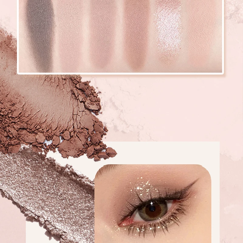 INTOPOP 6色アイシャドウパレット マット ファインフラッシュ フラッシュ アウトドアパーティーに最適 アイシャドウ