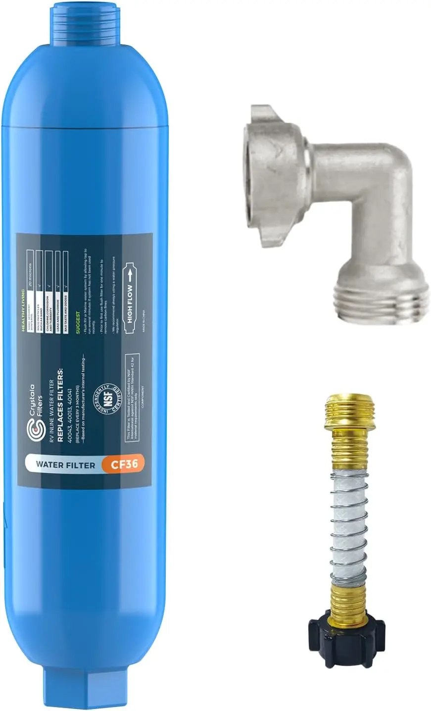 

RV/Camper Water Filter, Inline Water Filter Effectively Reduces Bad Taste, Odors, Chlorine and Sediment for RVs and Marines, 1 Pack Filter with 1 Flexible Hose Protector