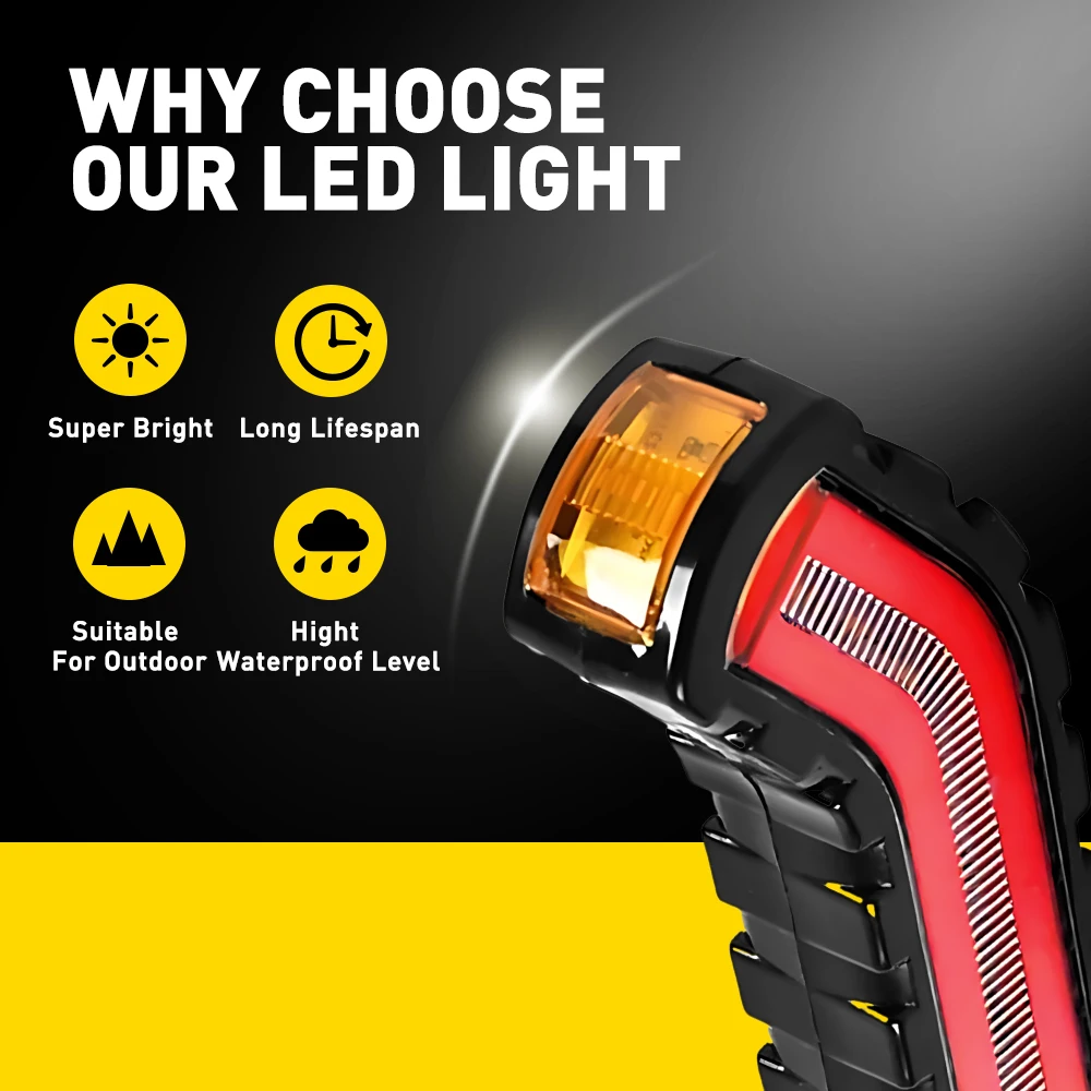 2Pcs Side Marker Lights 12/24V LED For Trailer Trucks Cars White+Amber+Red Side Clearance Warning Indicator Lamp Universal