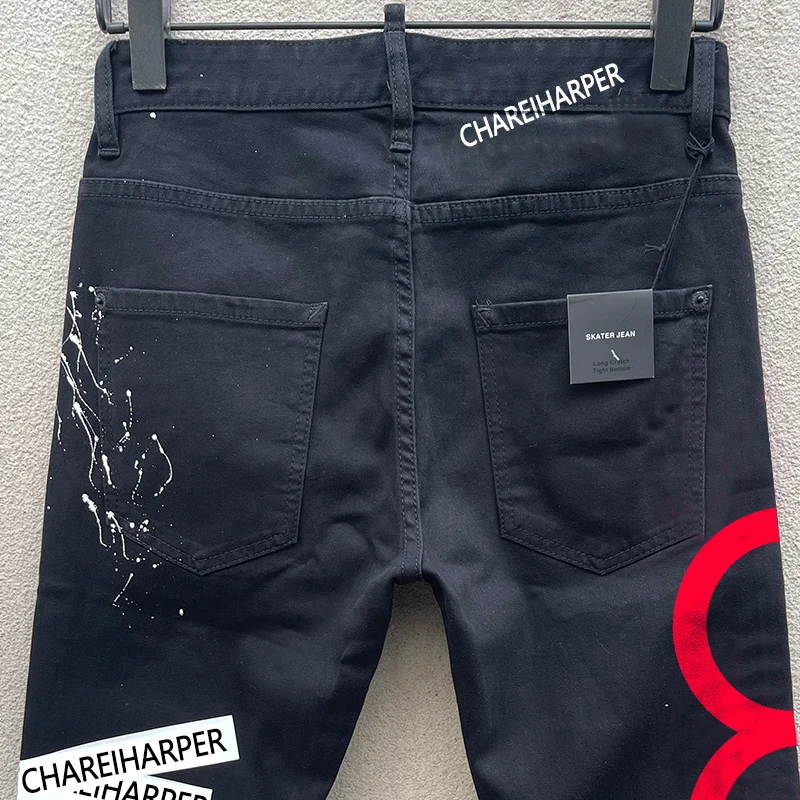 Starbags-Jean Slim Fit pour Homme, Pantalon Décontracté, Taille Vache, Cône Imprimé, Taille Moyenne, Pied, Mode, Printemps, Punk, C022