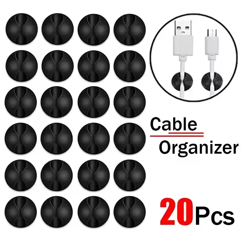 5/50Pcs Cable Clip Winder Organizer Round Charger Cord Clips Desk Tidy Management Wire Adhesive Holder Clamp in Home Office Car