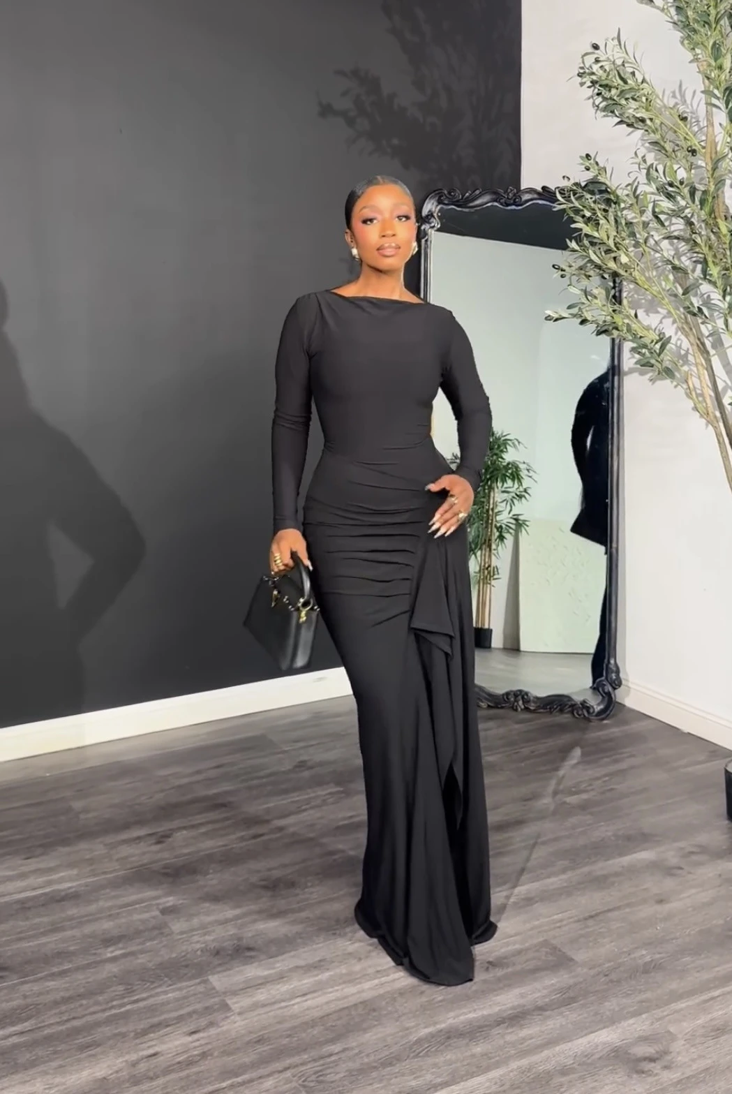 

Faionable Pure Color Асимметричный разрез Dr Длинное вечернее платье на шнуровке Юбка-трапеция с высокой талией Подходит для свиданий и повседневного использования ...