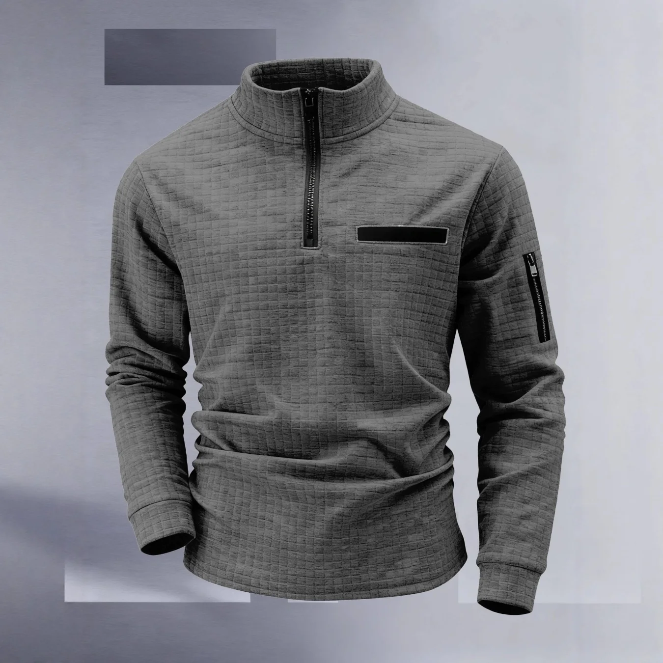 Spring and Autumn new style fashionable, comfortable, breathable casual small check pattern, long sleeves with arm zippers.