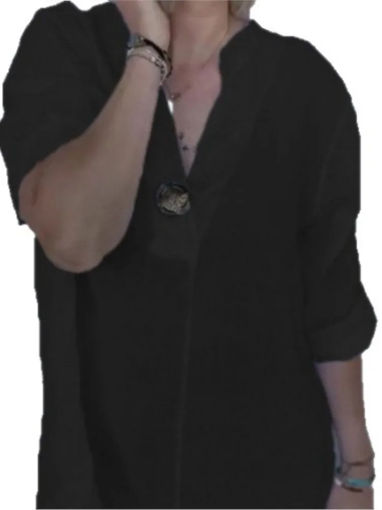 2025 NOVEDAD DE VERANO camisa de algodón de Color sólido con cuello levantado moda elegante Casual blanco suelto Oficina vacaciones camisetas ropa de mujer