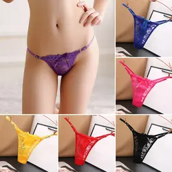 Women's Bowknot Lace Panties Ladies Sexy Perspective Underwear Female Fashion Adjustable Waist Lingerie Seamless G-String Thong