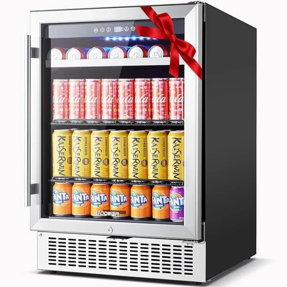 Geladeira para bebidas, latas de 24 polegadas/180, geladeira para bebidas sob balcão, refrigerador para bebidas embutido, vitrine para geladeira