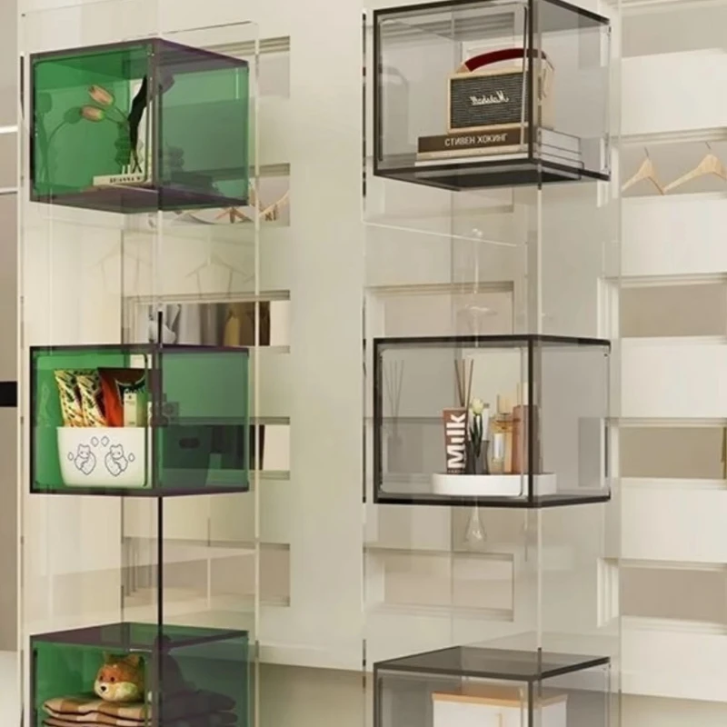 Acrylic floor-to-ceiling corner bookshelf for small apartments - multi-layer display shelves and storage shelves