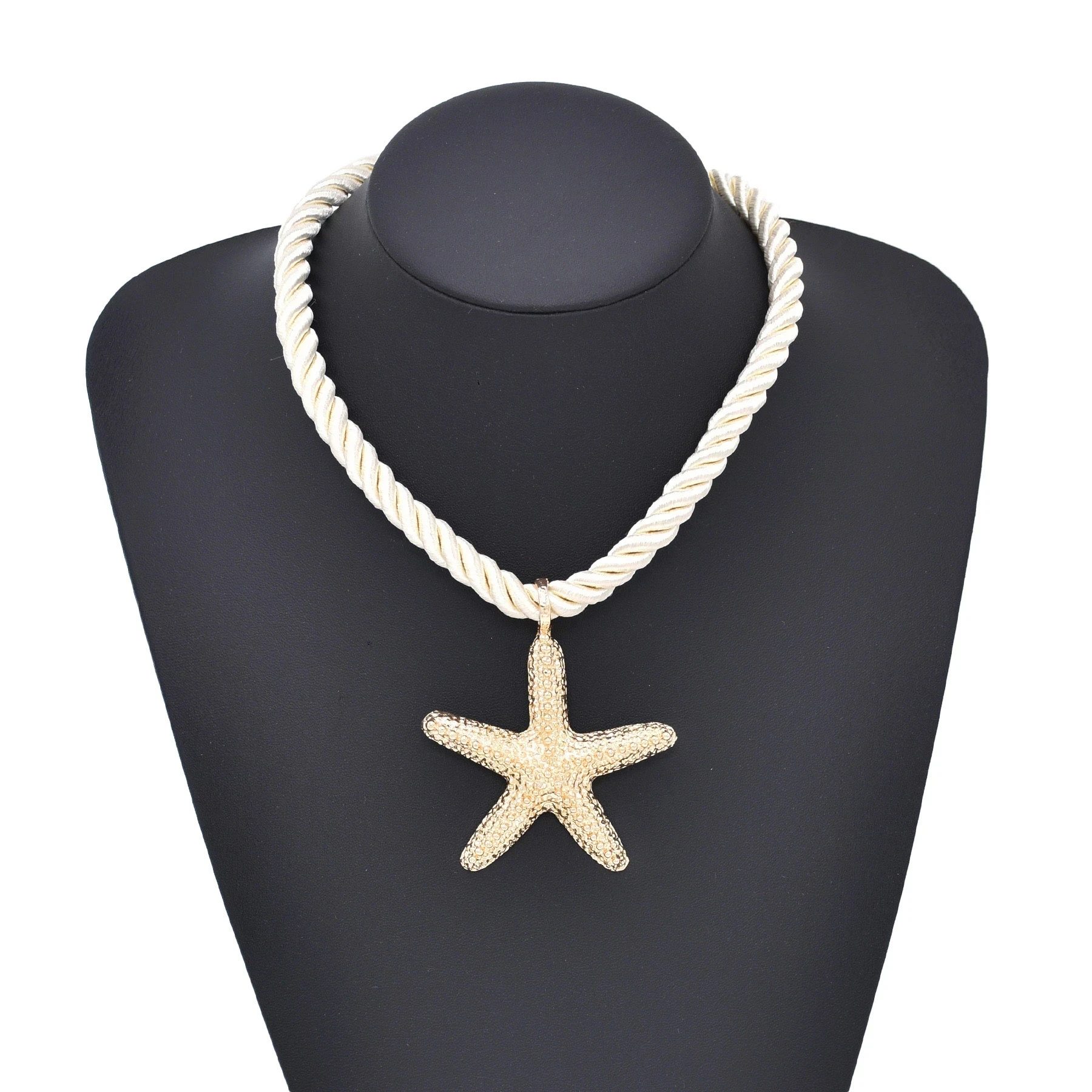 Golden Starfish Pendant Necklace Stud Earrings for Women Europ American Fashion Exaggerated Summer Marine Animal Jewelry Sets