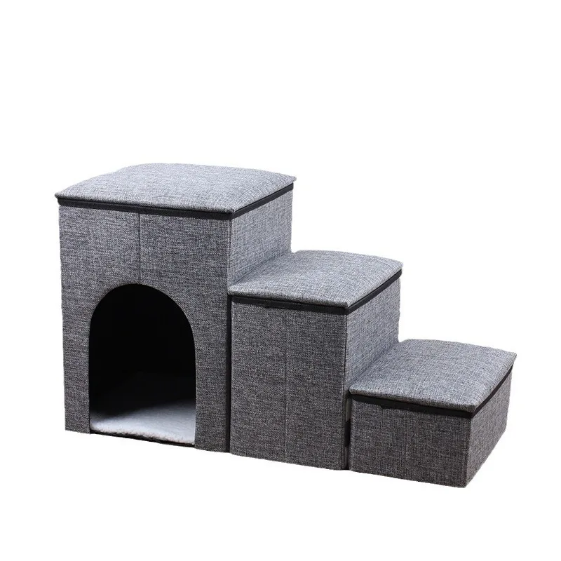 

Hot Sale 3-Step Foldable Fabric Pet Stairs Non-Slip Ramp Ladder for High Bed Couch Window Sill for Cats and Dogs