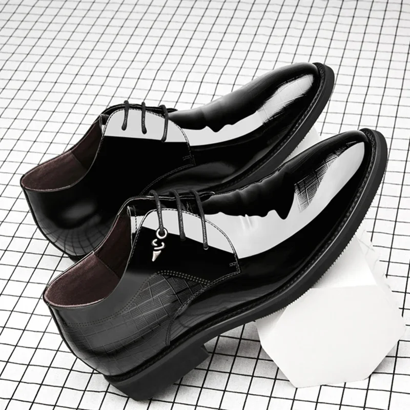 3/6/8Cm Elevator Shoes Men Dress Patent Leather Men Heighten Formal Shoes Pointed Business Men Oxfords Suit Shoes Ayakkabı