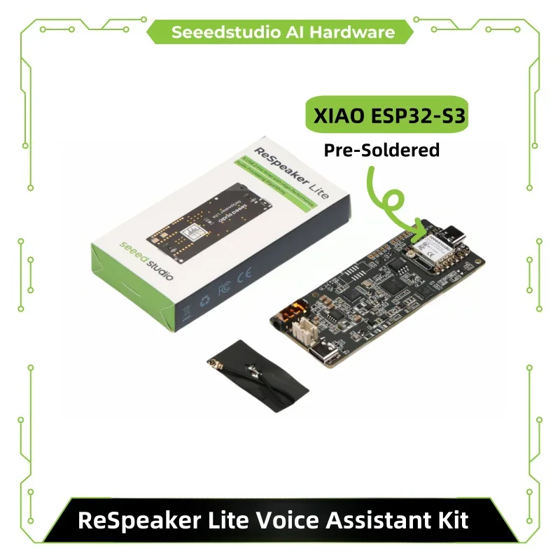 SmCpReSpeaker Lite Voice Assistant Kit ESPHome Home Assistant 2 Mic Array With XIAO ESP32S3 Pre-soldered, Mono Enclosed Speaker