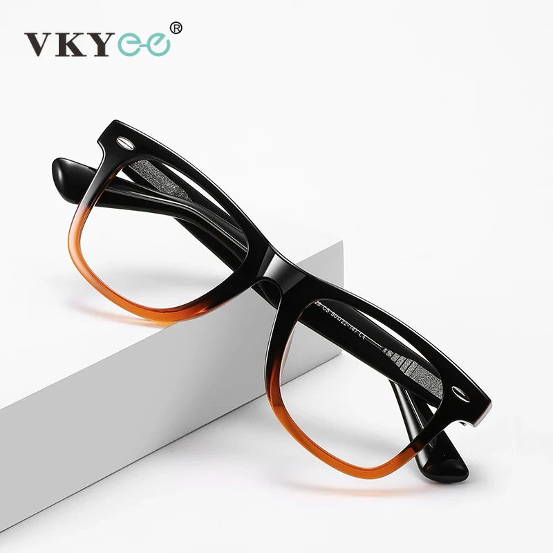 

VKYEE Fashion Retro Classic Pilot Anti-Blue Light Reading Glasses Customizable Photochromic Prescription LS028 Mens Glasses