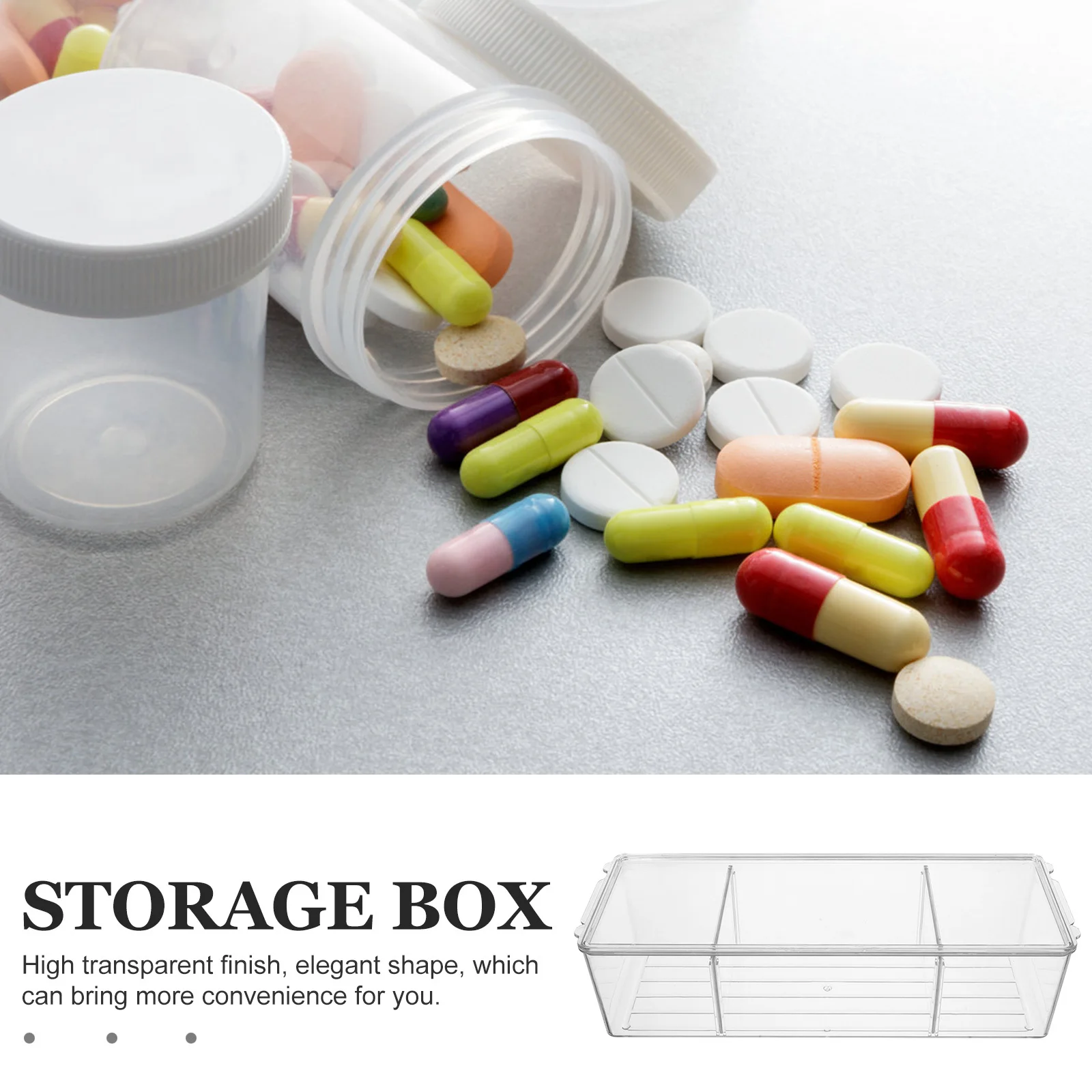 

Plastic Multi-Compartment Cosmetics Storage Box Desktop Organizer Storage Container for Medicine Skin Care Products