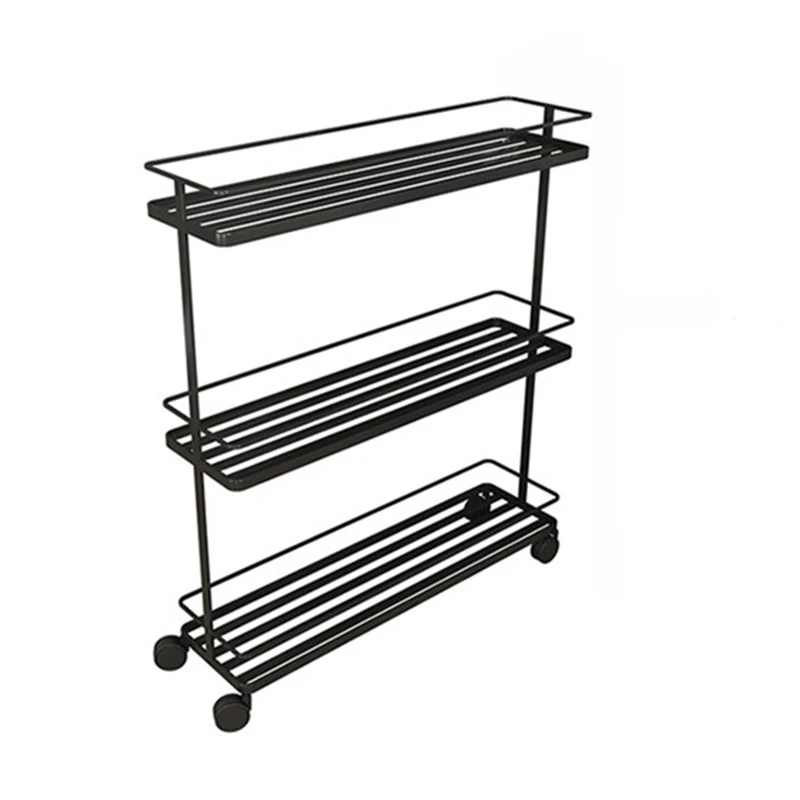 

Nordic Bathroom Iron Storage Shelves Simple Waterproof Stand Household with Wheeled Trolley Seams Bath Tub Organization Racks