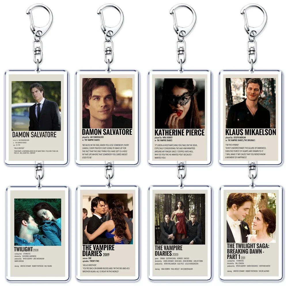 The Vampire Diaries Twilight Keychain for Accessories Damon Stefan Salvatore Elena Bella Swan Edward Cullen Key Chain Keyring