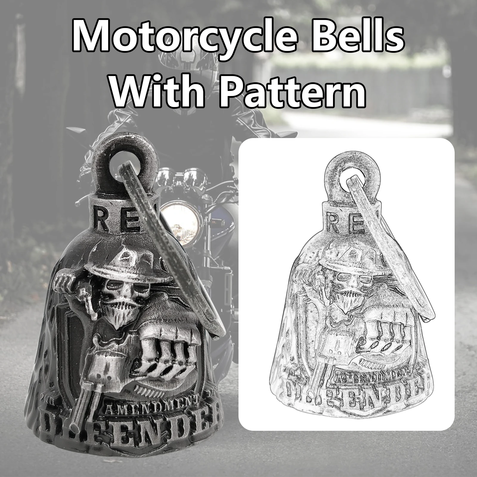 Motorcycle Bell Guardian Angel Drive Away Gremlin, Words 3D Bell Biker Bell for Men Women Rider Riding, Good Luck Gift