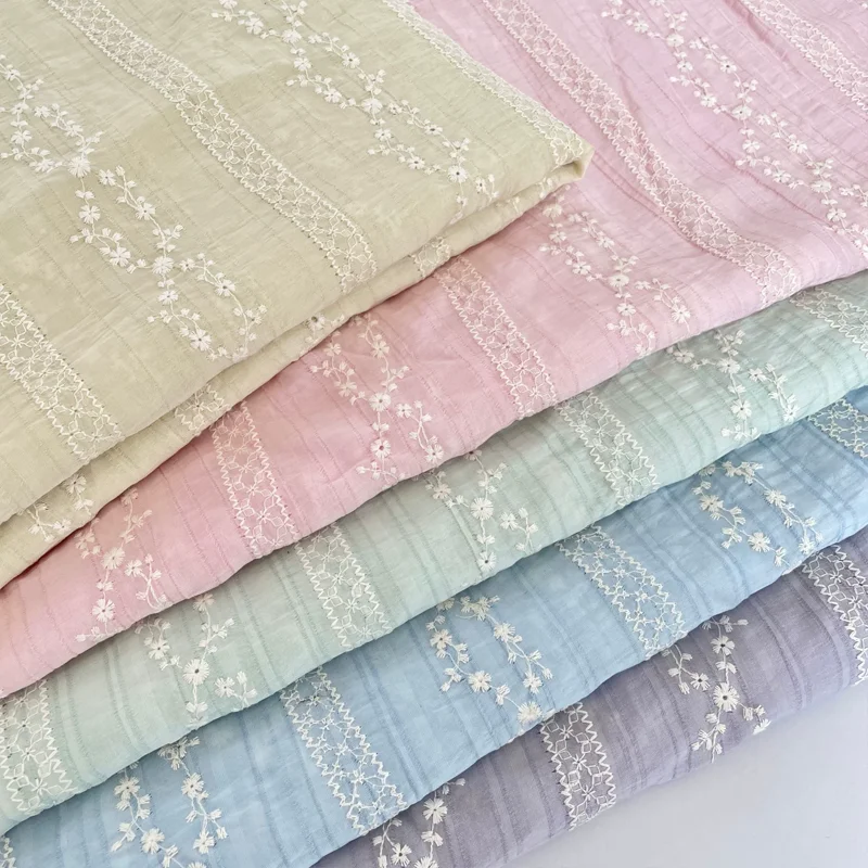 

Embroidery Flower Polyester Fabric Summer Dresses Shirts Curtains Tablecloths Fabrics