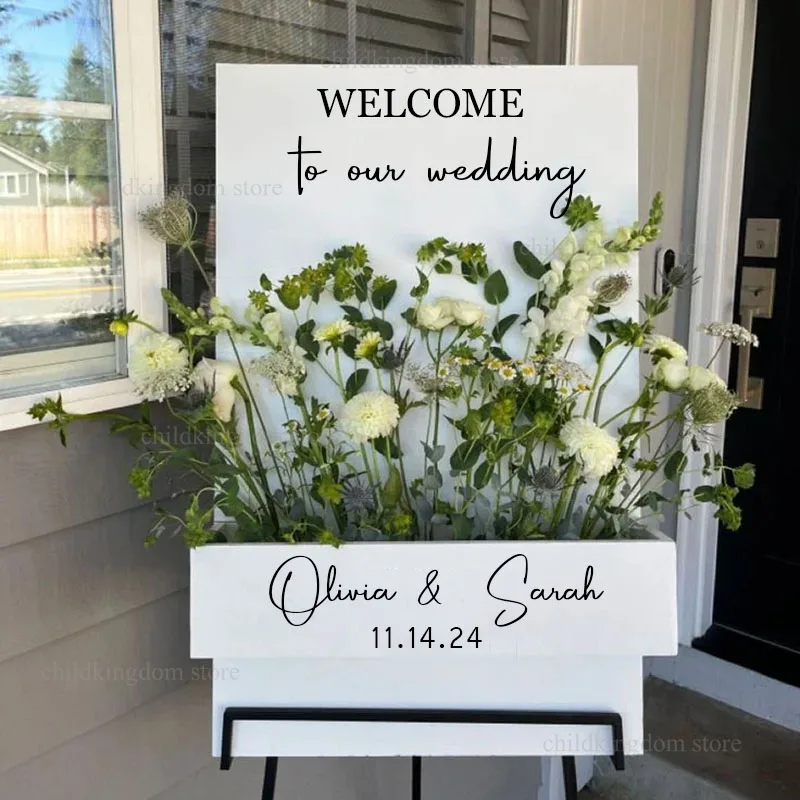 Flower Box Wedding Welcome Sign Personalized Mosaic Frame Box Flower Box Custom Wedding Welcome Sign for Marriage Birthday Decor