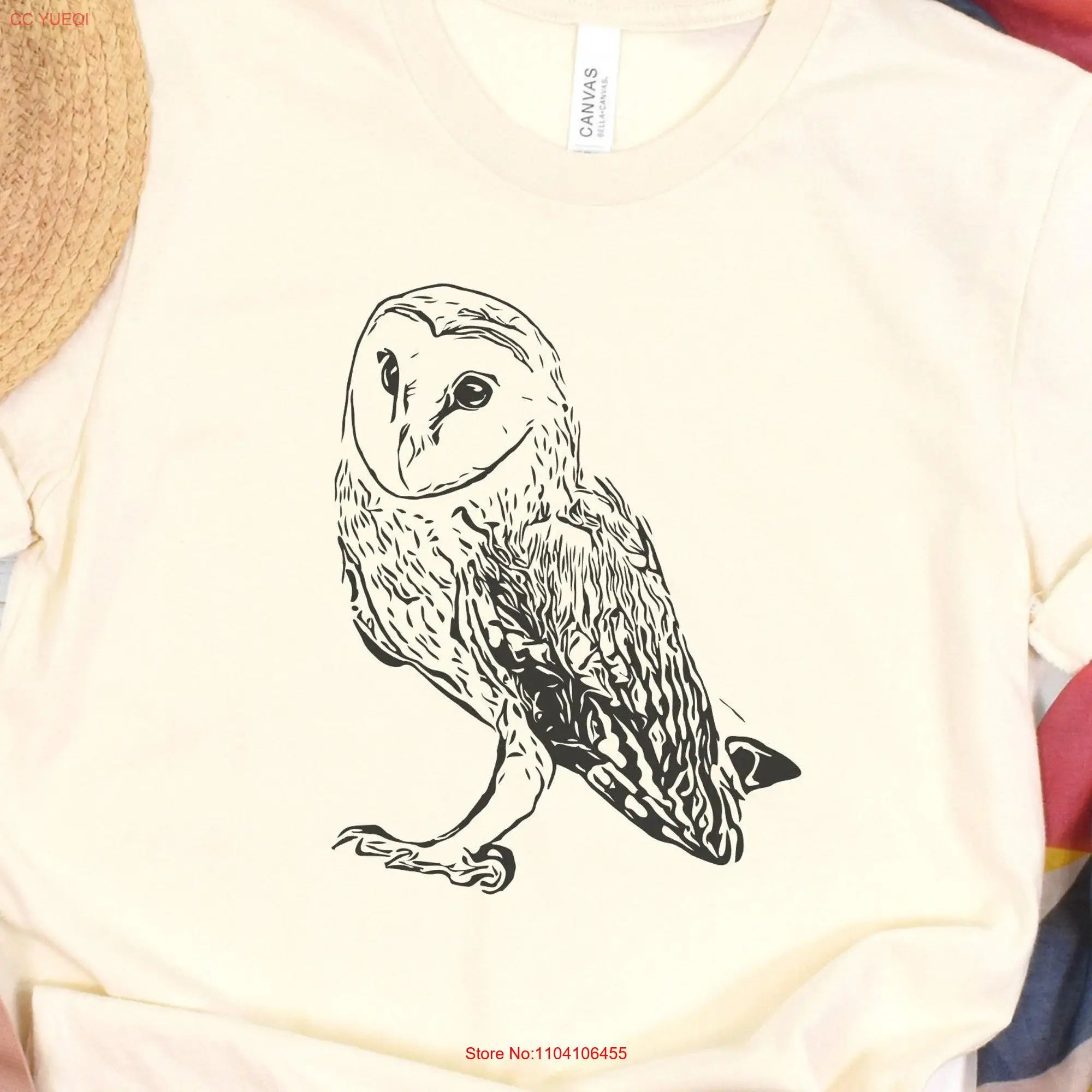 Barn Owl T Shirt Minimalist Design Bird Lover Unique Nature for Birdwatcher Enthusiast Birder long or short sleeves