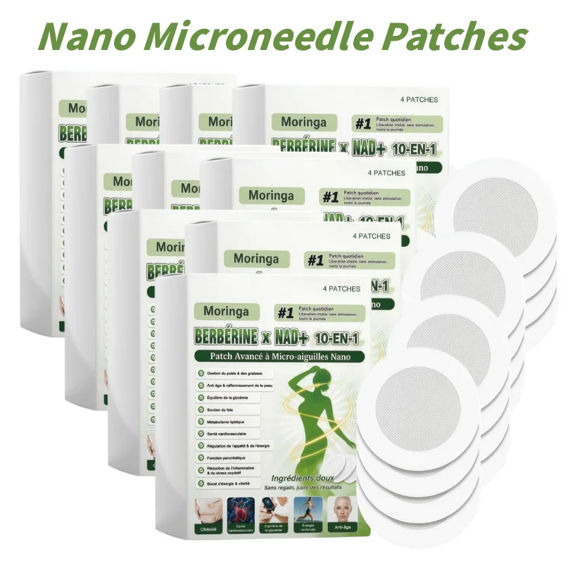 10in1 Berberine NAD Plus Moringa Nano Micro Needle Patches Anti Aging Energy Vitality Body Health Care Patches Skin Tightening