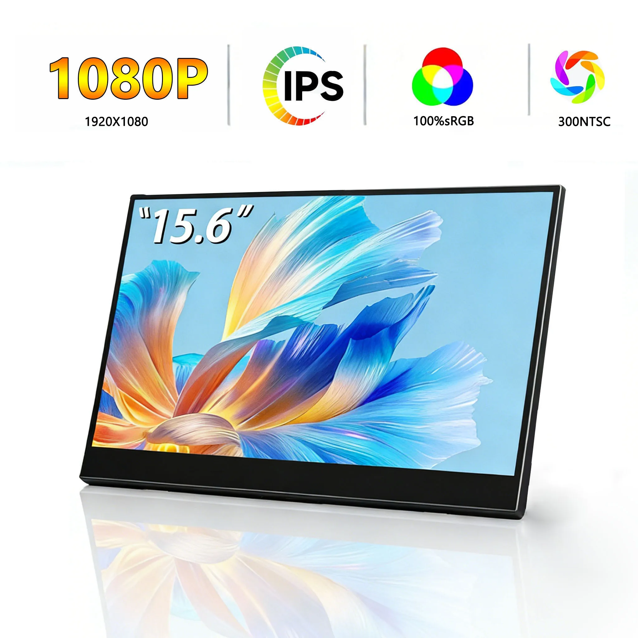 15.6" 1080P Portable External Monitor 16:9 Second Screen for Laptop/Phone /Gaming/Switch / PS5 / Xbox