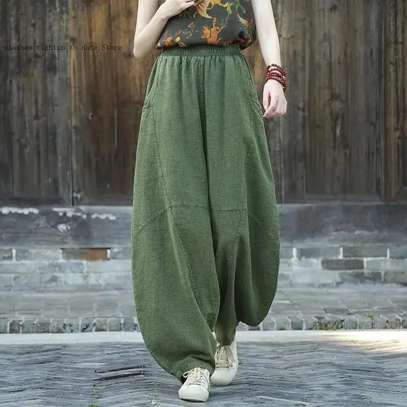 Vintage Loose Casual Fashionable Women's Lantern Pants  Artistic Retro Daily Commuting Tai Chi Pants