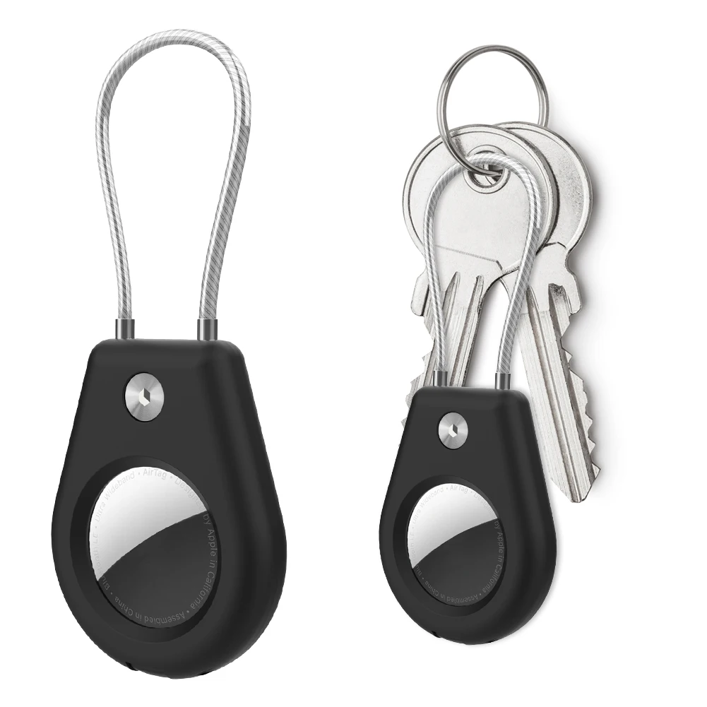 

for Apple AirTags Keychain Holder with Wire Cable & Raised Edges Scratch Resistant Case for Key Chain Key Ring Car Keys Luggage