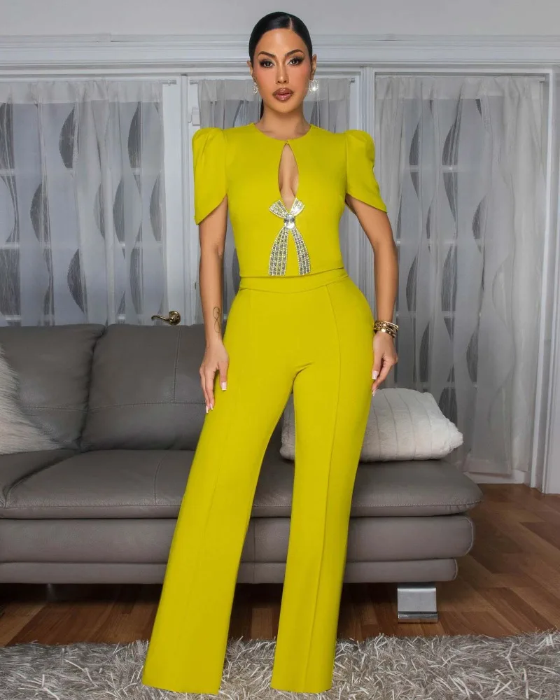 GUWU Fashion Street Donna Manica corta Tute a gamba larga 2025 Estate O-Collo Abiti sexy per feste di compleanno Pagliaccetti per abiti interi