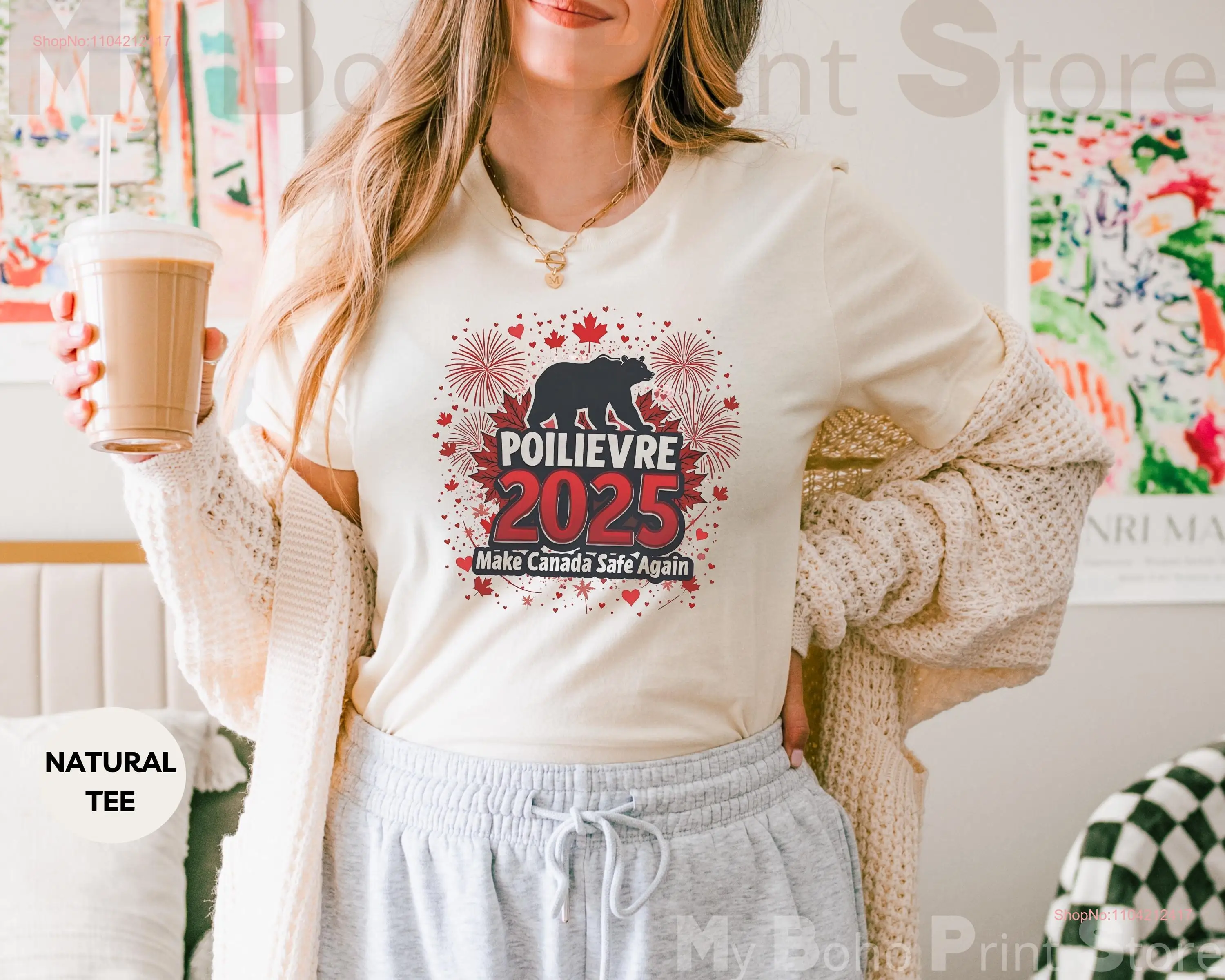 Pierre Poilievre 2025 T Shirt Make Canada Safe Again Canadian Bear Maple Leaf Patriotic Political Election SweaT