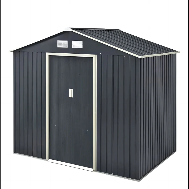 

New Metal Garden Shed Apex Roof 8x10FT Storage House Tool Sheds Prefabricated Warehouse Steel Structure Workshop Building