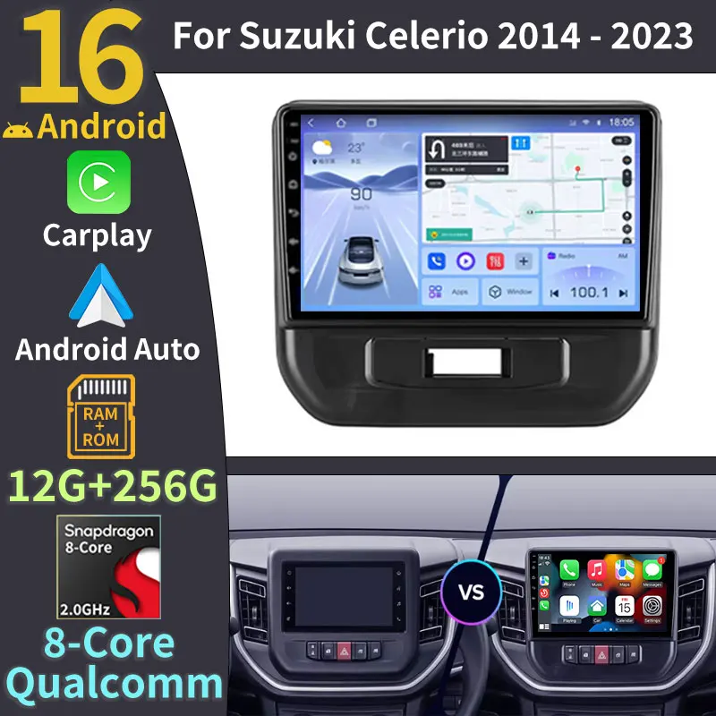 Android 16 Car Radio For Suzuki Celerio 2014 2015 - 2023 GPS NAVI Multimedia Stereo Video Player WIFI 2DIN Qualcomm BT 2K QLED