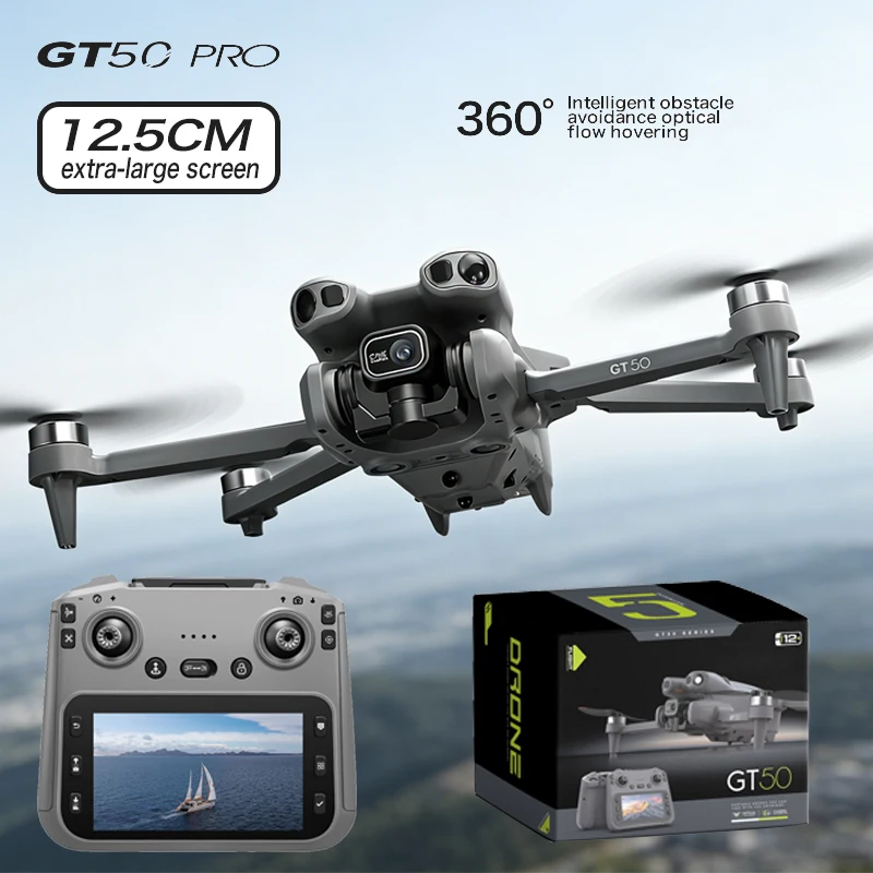 New GT50 PRO Professional Drone 10KM 3-Axis Gimbal RC Quadcopter 8K FPV Dual Camera GPS Obstacle Avoidance Drone For Kids Gift