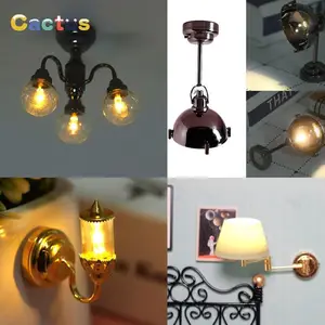 1 12 Scale Dollhouse Light Chandelier Miniature LED Wall Sconce Lamp Battery Operated With ON OFF Switch Furniture Accessories AliExpress