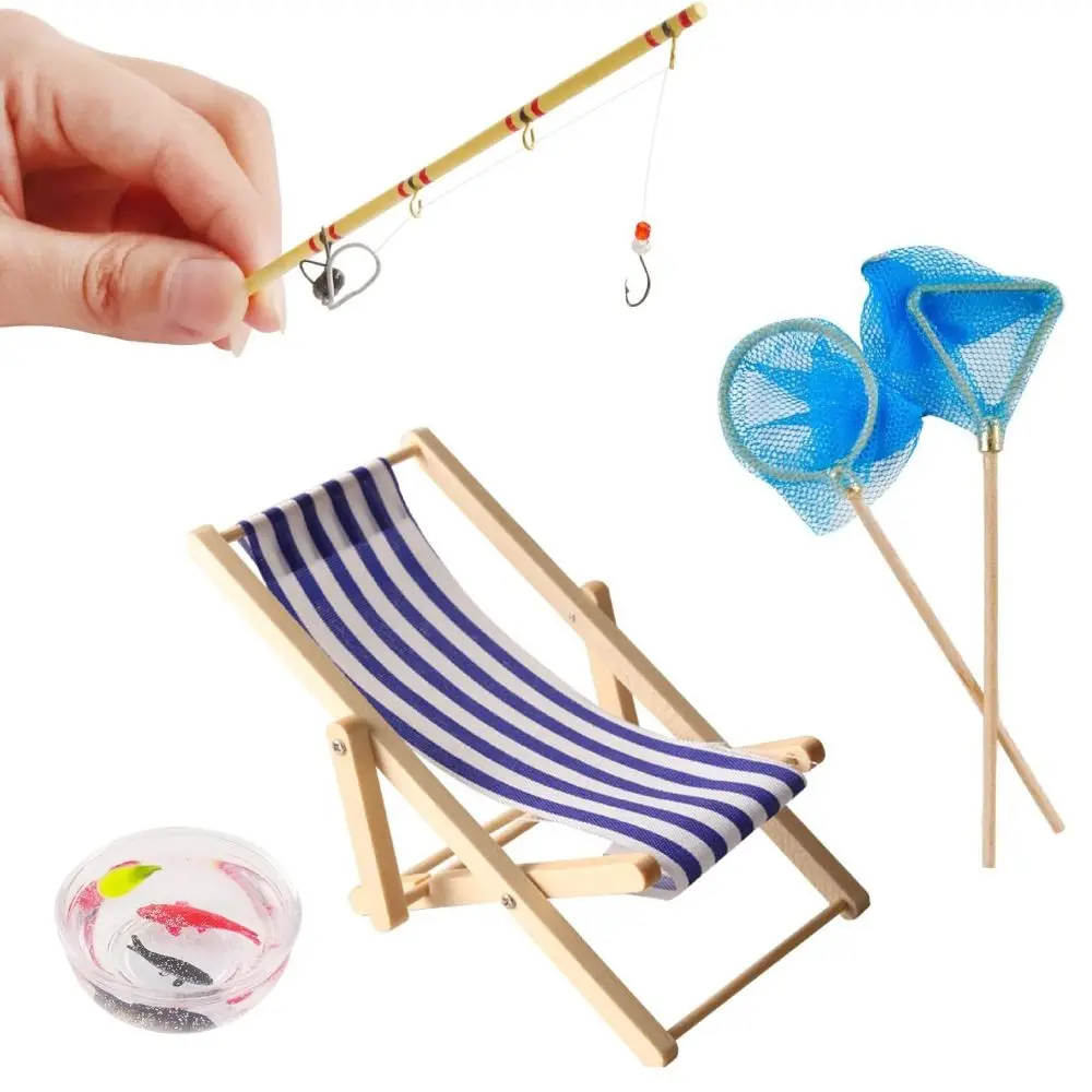 

Trendy 17.5cm Miniature Fishing Tool Decorative Fishing Rod Fish Pole Model