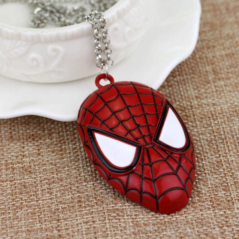 Marvel Superhero Spiderman Necklace Spider Battle Uniform Mask Pendant Necklace for Fans Gifts Jewelry Accessories